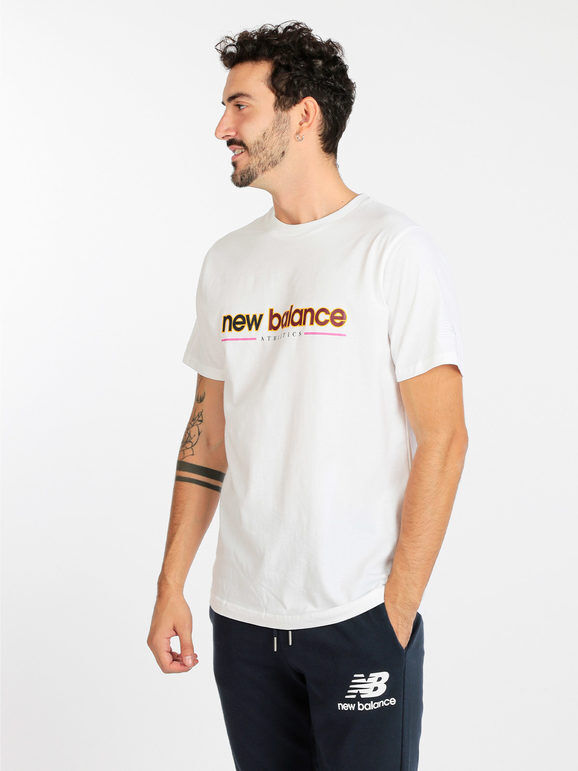 New Balance T-shirt manica corta uomo in cotone T-Shirt e Top uomo Bianco taglia XL