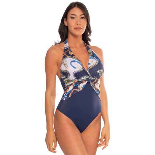 linea sprint costume da bagno intero donna con allacciatura al collo costumi interi donna blu taglia 50