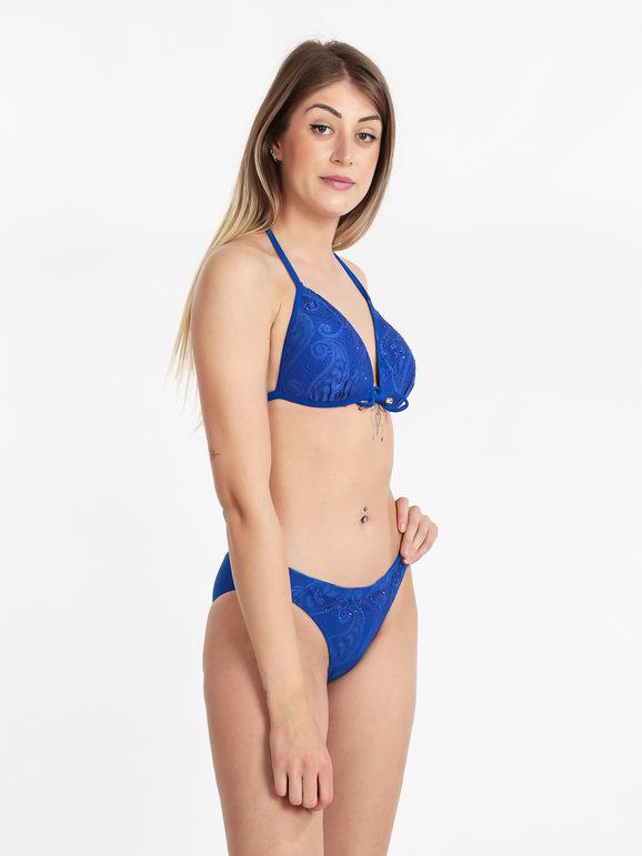 Brilliant Costume bikini in pizzo con strass Bikini donna Blu taglia 38