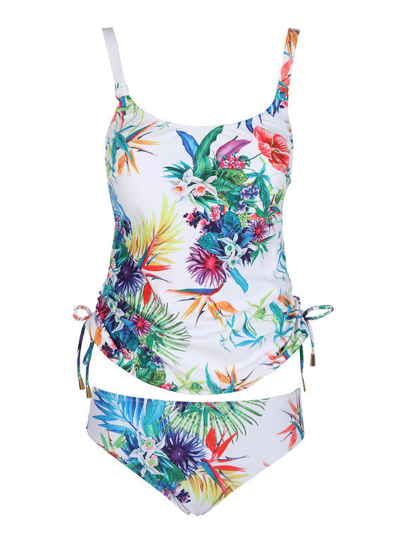 4 You Tankini donna floreale con slip Bikini donna Bianco taglia 44