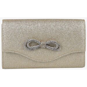 Solada Pochette rigida glitterata con fiocco di strass Pochette donna Oro taglia Unica