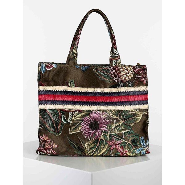 solada borsa shopper in tela con fantasia floreale borse a spalla donna verde taglia unica