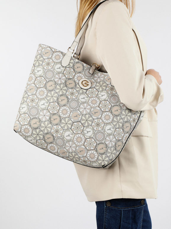 gattinoni borsa tote reversibile con pochette borse a spalla donna beige taglia unica