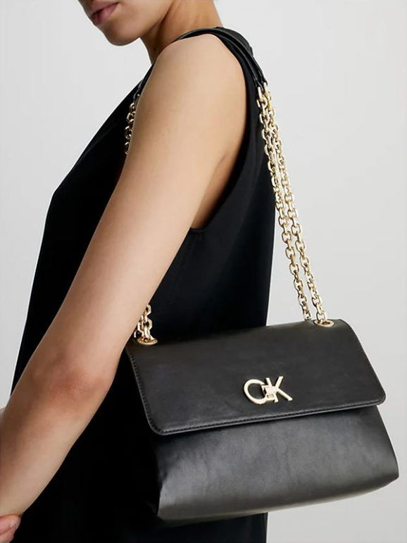 calvin klein re lock ew conv crossbody borsetta donna a tracolla con catena borse a tracolla donna nero taglia unica