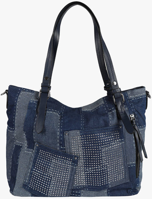 Solada Borsa effetto jeans con strass Borse a Spalla donna Blu taglia Unica