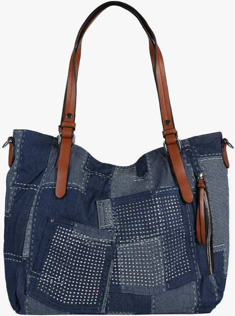 Solada Borsa effetto jeans con strass Borse a Spalla donna Marrone taglia Unica