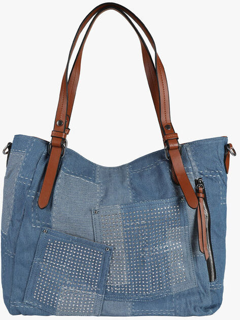 Solada Borsa effetto jeans con strass Borse a Spalla donna Marrone taglia Unica