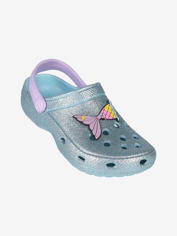 defonseca sandali da bagno in gomma glitter da bambina ciabatte bambina blu taglia 31