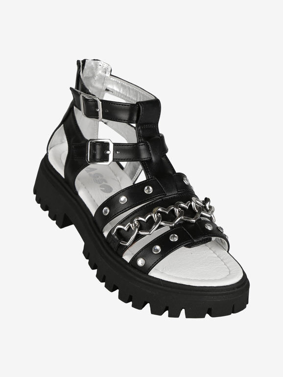 asso sandali da ragazza con platform e strass sandali con zeppa bambina nero taglia 33