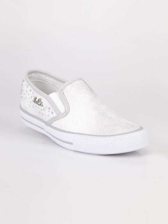 lulu' sneakers slip on con pizzo bianco sneakers basse bambina bianco taglia 26