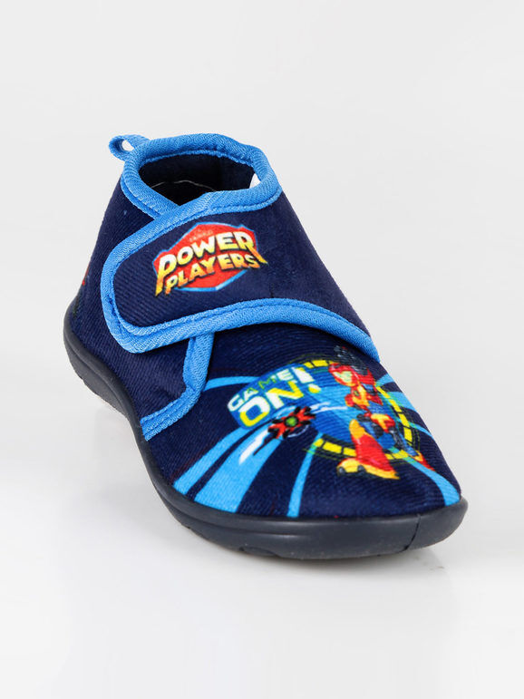 Power Players Pantofole alte da bambino con strappo Pantofole bambino Blu taglia 26