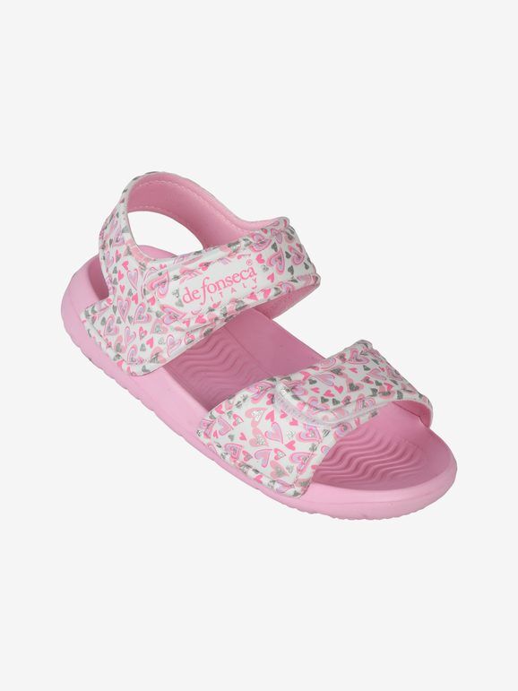 Defonseca Sandali da bambina in gomma con cinturini a strappo Sandali Bassi bambina Rosa taglia 25