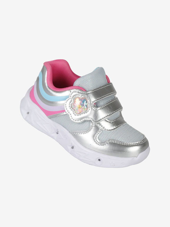 Bacio & Bacio Sneakers da bambina con luci e strappo Scarpe sportive bambina Argento taglia 25