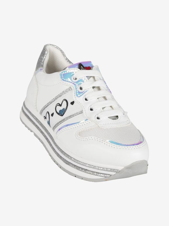Asso Sneakers da bambina con platform e glitter Sneakers con Zeppa bambina Bianco taglia 34