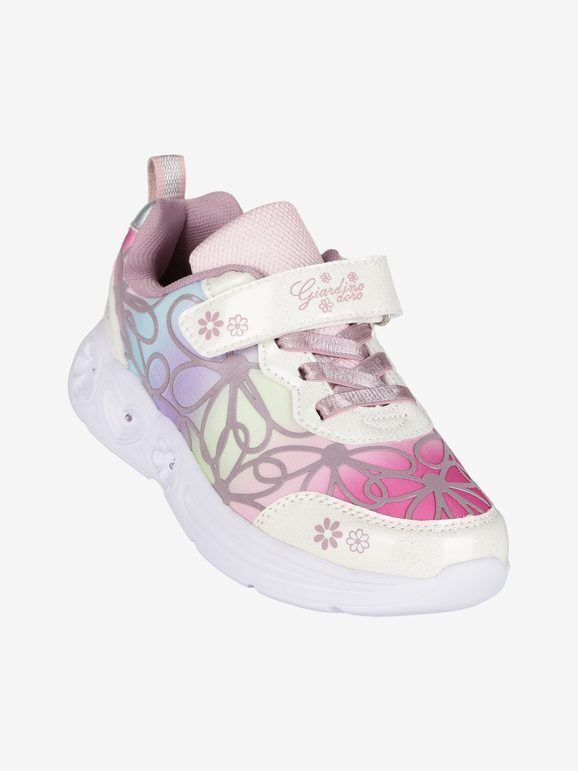 Giardino D'Oro Sneakers da ragazza a fiori con luci Scarpe sportive bambina Bianco taglia 30