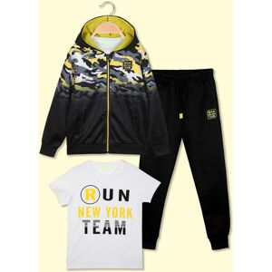 Holly Work Tuta sportiva 3 pezzi da ragazzo con cappuccio e zip Tute Sportive bambino Giallo taglia 12