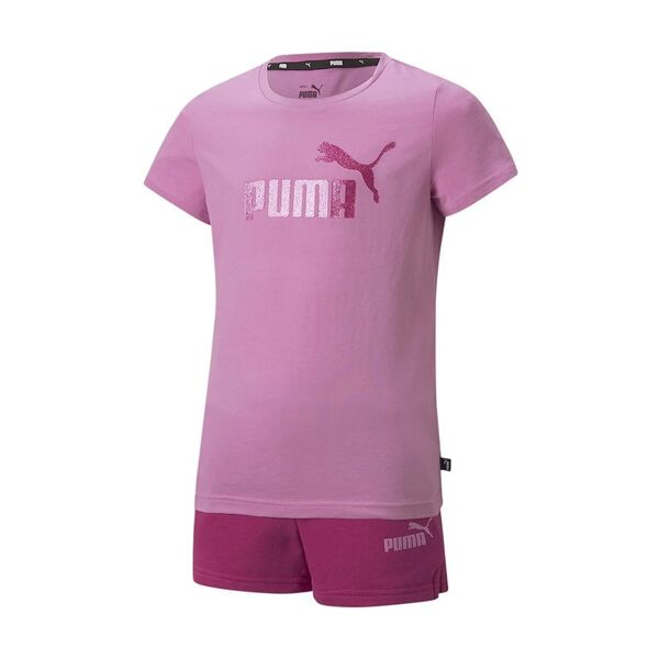 puma completo sportivo corto da bambina in cotone pantaloni e shorts bambina rosa taglia 12