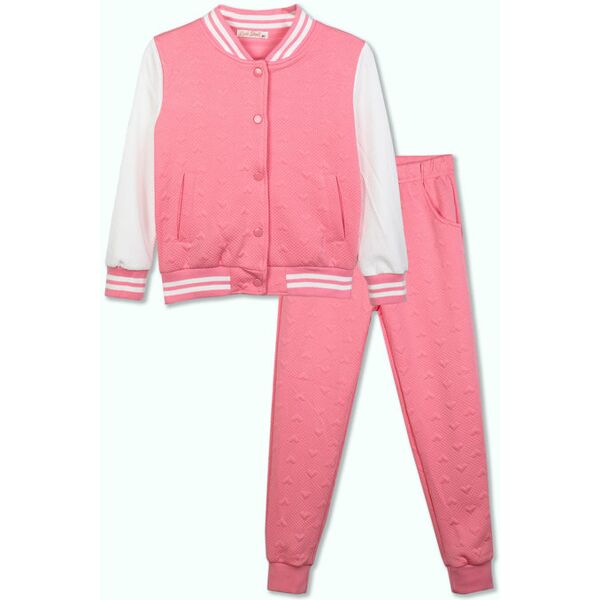 pink shell completo sportivo da bambina 2 pezzi con felpa a bottoni tute sportive bambina fucsia taglia 06