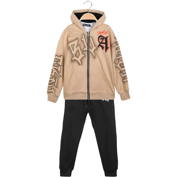 milk pub tuta da ragazzo set 3 pezzi con cappuccio e zip tute sportive bambino beige taglia 14