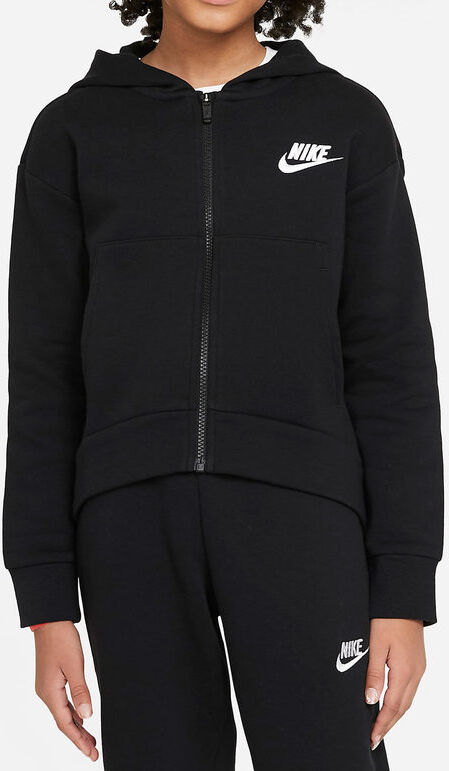 nike felpa cropped da ragazza con cappuccio e zip felpe bambina nero taglia m