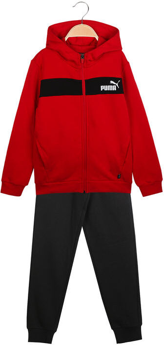 puma panel hooded tracksuit tuta felpata da bambino con cappuccio tute sportive bambino rosso taglia 09/10