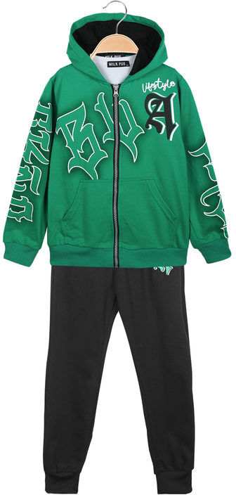 milk pub tuta da ragazzo set 3 pezzi con cappuccio e zip tute sportive bambino verde taglia 12