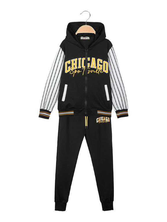 new kids tuta sportiva da bambino 2 pezzi con cappuccio e zip tute sportive bambino nero taglia 06