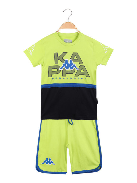 Kappa Completo sportivo corto da ragazzo t-shirt + bermuda Completi 3-16 Anni bambino Verde taglia 16
