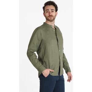 Guy Camicia in lino alla coreana da uomo Camicie uomo Verde taglia XXL