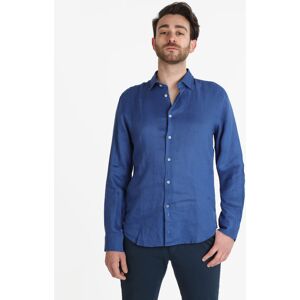 Guy Camicia uomo in lino a manica lunga Camicie uomo Blu taglia 3XL