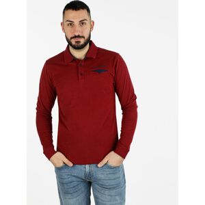 Navy Sail Polo in cotone da uomo a maniche lunghe Polo Manica Lunga uomo Rosso taglia 3XL