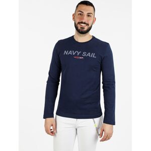 Navy Sail T-shirt da uomo in cotone a manica lunga T-Shirt Manica Lunga uomo Blu taglia XXL