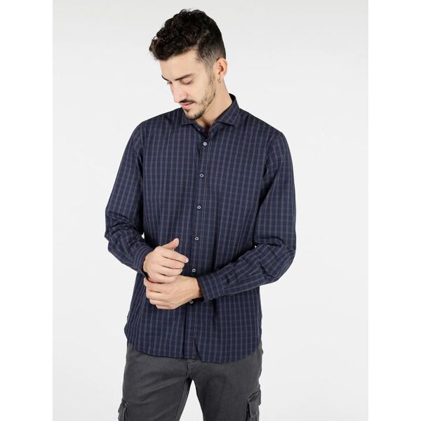 b-style camicia a quadri in cotone camicie classiche uomo blu taglia s