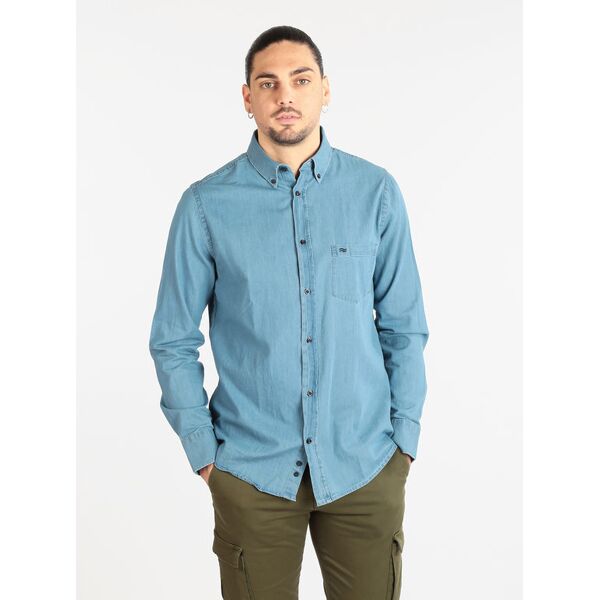 be board camicia da uomo in jeans camicie classiche uomo blu taglia m