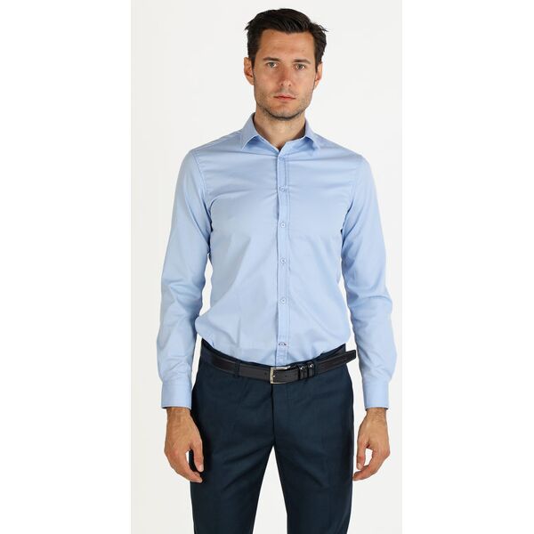 y.two camicia da uomo slim fit a maniche lunghe camicie classiche uomo blu taglia l