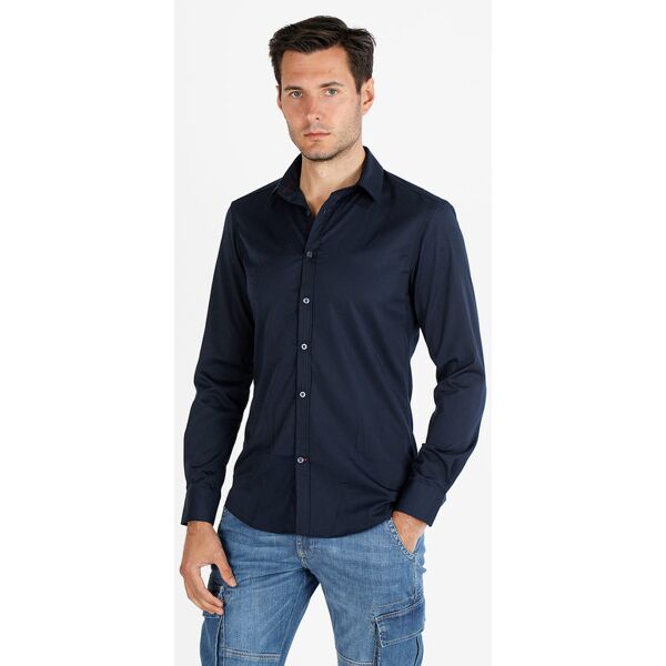 y.two camicia da uomo slim fit a maniche lunghe camicie classiche uomo blu taglia xxl