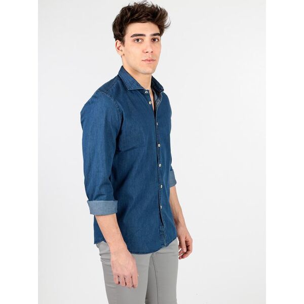 b-style camicia di jeans in cotone camicie classiche uomo jeans taglia m