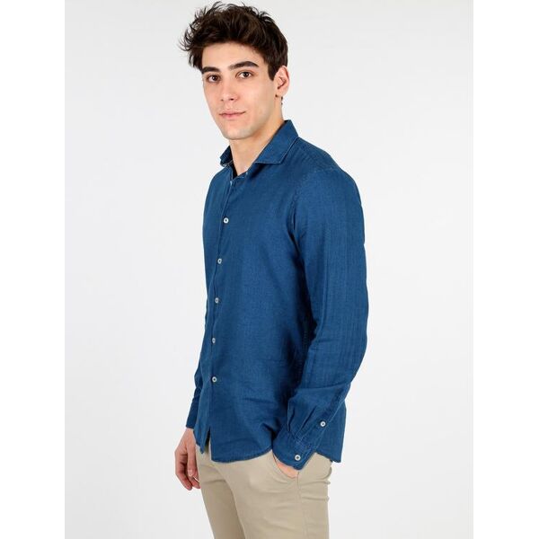 b-style camicia in cotone blu camicie classiche uomo blu taglia l