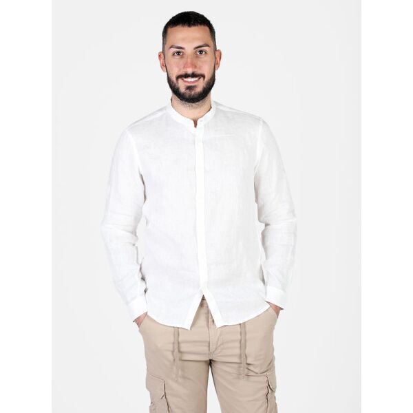 s.o.s store of shirt camicia in lino da uomo a maniche lunghe camicie classiche uomo bianco taglia l