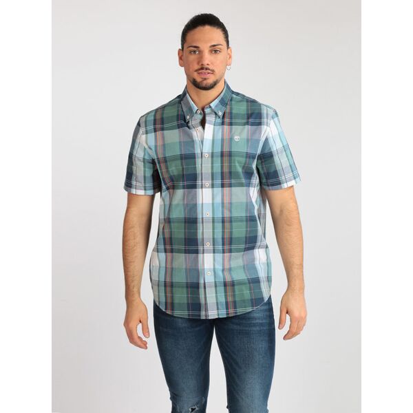 timberland camicia uomo a quadri maniche corte camicie classiche uomo blu taglia m