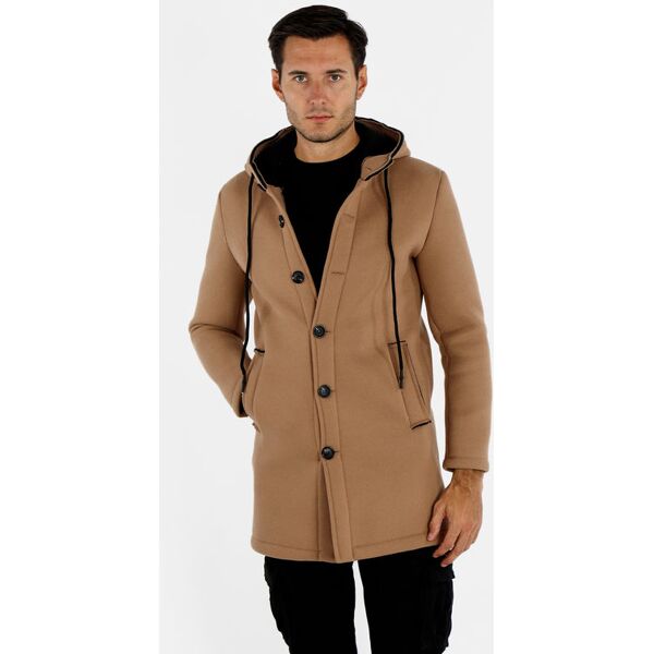 ange wear cappotto uomo in panno con cappuccio cappotto classico uomo beige taglia xl