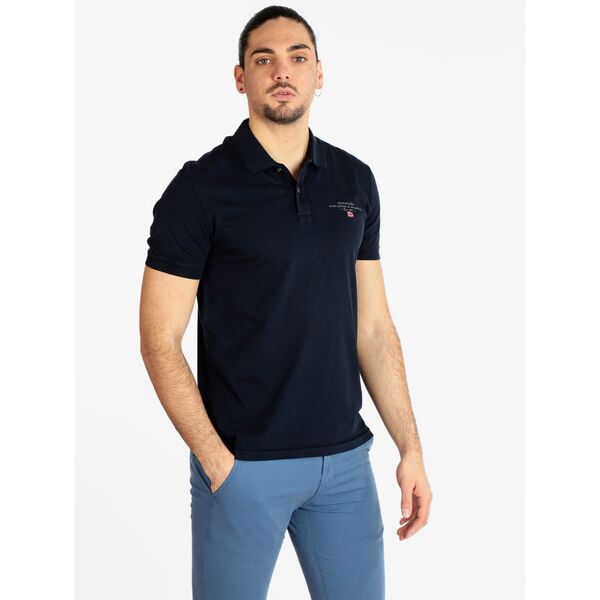 napapijri elbas jersey polo uomo in cotone a maniche corte polo manica corta uomo blu taglia l