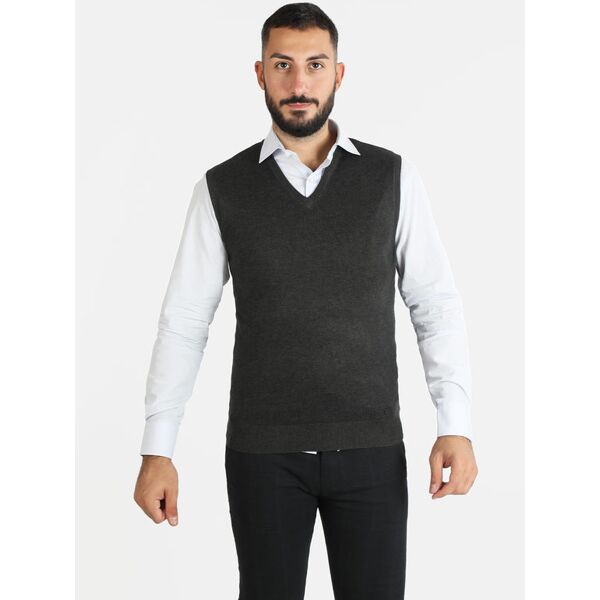 baci & abbracci gilet uomo smanicato in maglia cardigan uomo grigio taglia xxl