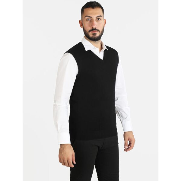 baci & abbracci gilet uomo smanicato in maglia cardigan uomo nero taglia l