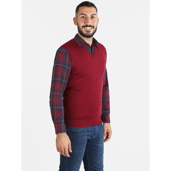 baci & abbracci gilet uomo smanicato in maglia cardigan uomo rosso taglia l