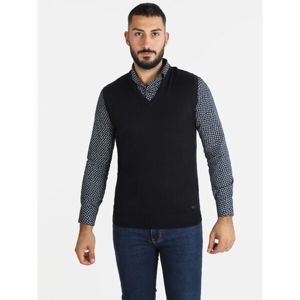 baci & abbracci gilet uomo smanicato in maglia cardigan uomo blu taglia m