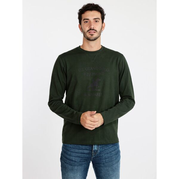 u.s. grand polo maglia uomo in cotone con stampa t-shirt manica lunga uomo verde taglia xxl