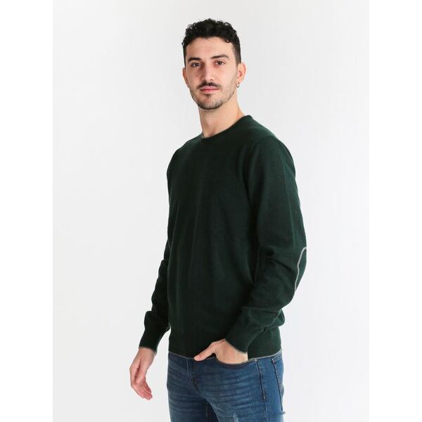 coveri maglioncino girocollo con toppe pullover uomo verde taglia l