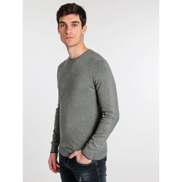 coveri pullover girocollo con toppe pullover uomo grigio taglia xl