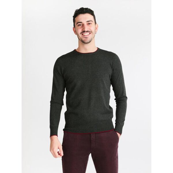 coveri pullover girocollo con toppe pullover uomo grigio taglia m